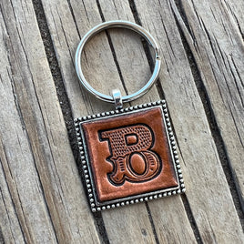 Custom Leather Initial Keychain Letter B
