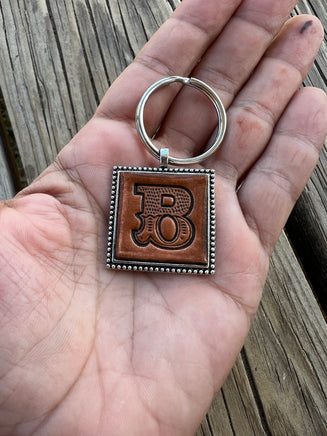 Custom Leather Initial Keychain Letter B
