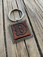 Custom Leather Initial Keychain Letter D