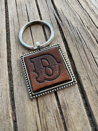 Custom Leather Initial Keychain Letter D
