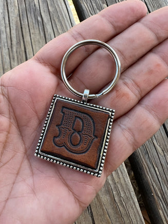 Custom Leather Initial Keychain Letter D