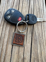 Custom Leather Initial Keychain Letter D
