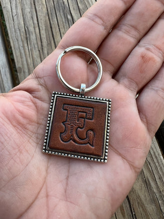 Custom Leather Initial Keychain Letter E