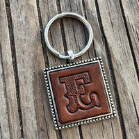 Custom Leather Initial Keychain Letter E