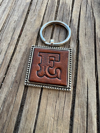 Custom Leather Initial Keychain Letter E