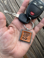 Custom Leather Initial Keychain Letter F