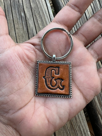 Custom Leather Initial Keychain Letter G