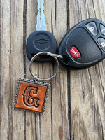 Custom Leather Initial Keychain Letter G
