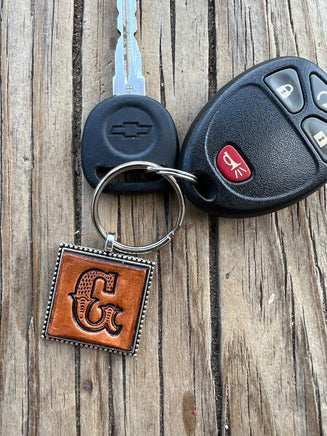 Custom Leather Initial Keychain Letter G