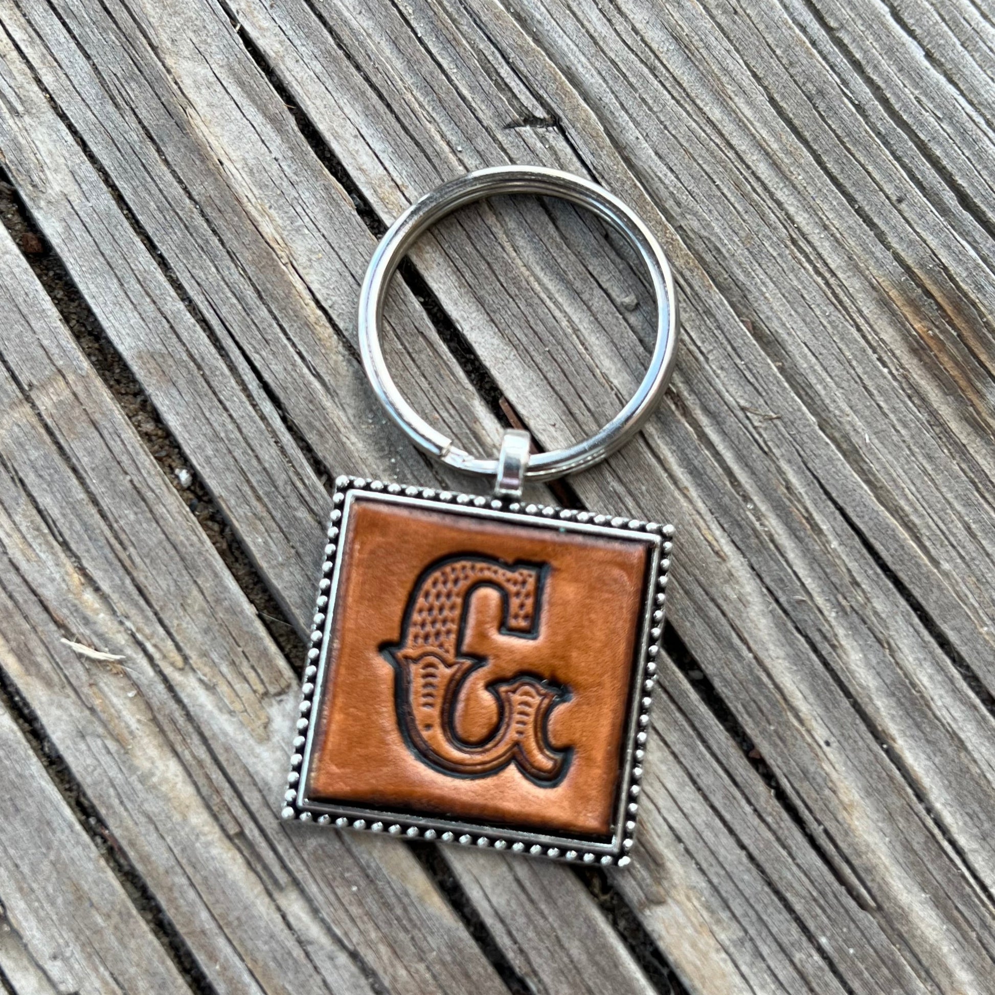 Custom Leather Initial Keychain Letter G