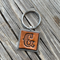 Custom Leather Initial Keychain Letter G