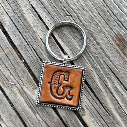 Custom Leather Initial Keychain Letter G