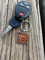 Custom Leather Initial Keychain Letter H