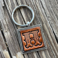 Custom Leather Initial Keychain Letter H