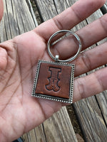 Custom Leather Initial Keychain Letter I