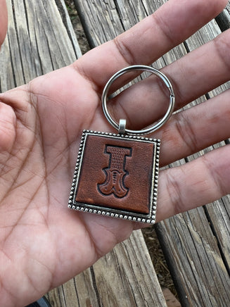 Custom Leather Initial Keychain Letter I