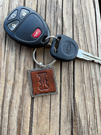 Custom Leather Initial Keychain Letter I