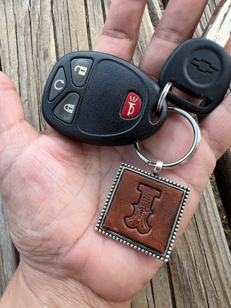 Custom Leather Initial Keychain Letter I