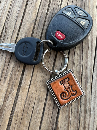 Custom Leather Initial Keychain Letter J