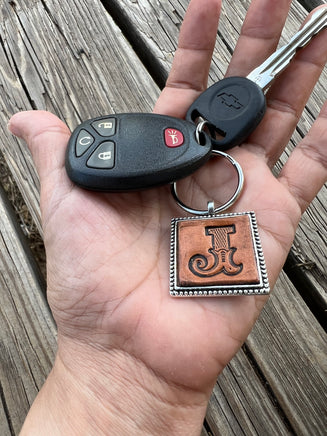 Custom Leather Initial Keychain Letter J