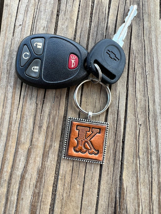 Custom Leather Initial Keychain Letter K
