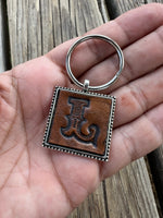 Custom Leather Initial Keychain Letter L