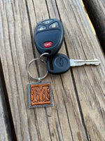 Custom Leather Initial Keychain Letter M