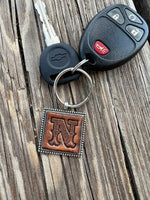 Custom Leather Initial Keychain Letter N