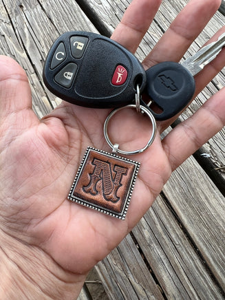 Custom Leather Initial Keychain Letter N