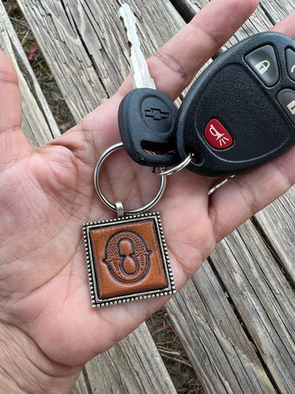 Custom Leather Initial Keychain Letter O
