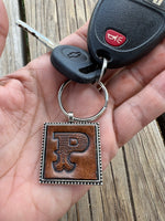 Custom Leather Initial Keychain Letter P