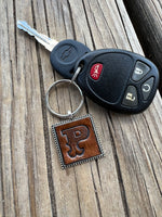 Custom Leather Initial Keychain Letter P