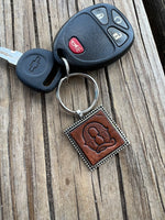 Custom Leather Initial Keychain Letter Q