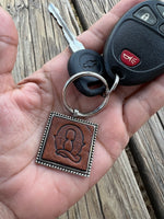 Western Block Initial 'Q' Leather Keychain