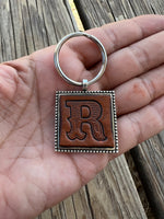 Custom Leather Initial Keychain Letter R