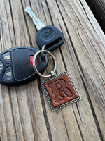 Custom Leather Initial Keychain Letter R