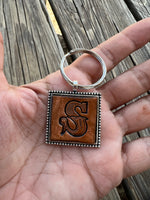 Custom Leather Initial Keychain Letter S