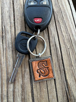 Custom Leather Initial Keychain Letter S