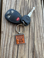 Custom Leather Initial Keychain Letter T