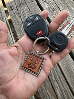 Custom Leather Initial Keychain Letter T