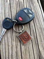 Custom Leather Initial Keychain Letter U