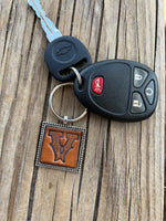 Custom Leather Initial Keychain Letter V