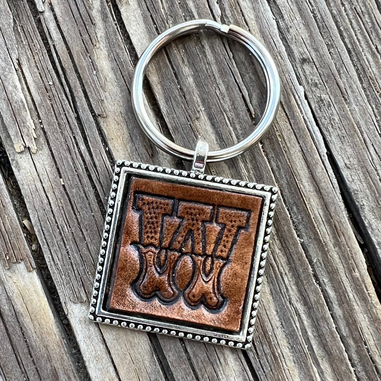 Custom Leather Initial Keychain Letter W