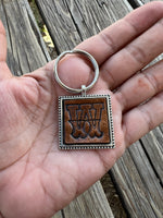 Custom Leather Initial Keychain Letter W