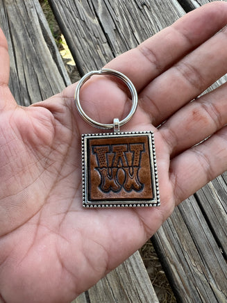 Custom Leather Initial Keychain Letter W