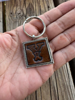 Custom Leather Initial Keychain Letter Y