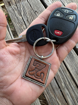 Custom Leather Initial Keychain Letter Z