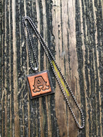 Western Block Letter 'A' Initial Leather Pendant Necklace