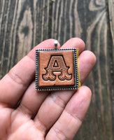 Western Block Letter 'A' Initial Leather Pendant Necklace