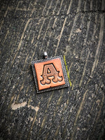 Western Block Letter 'A' Initial Leather Pendant Necklace